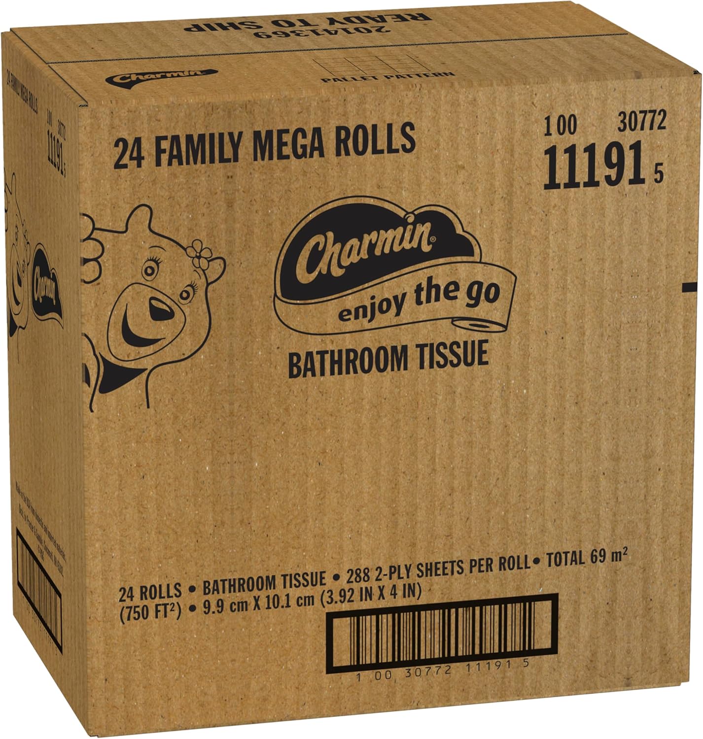 Charmin Ultra Soft Cushiony Touch Toilet Paper, 24 Family Mega Rolls = 123 Regular Rolls 24hrsmart